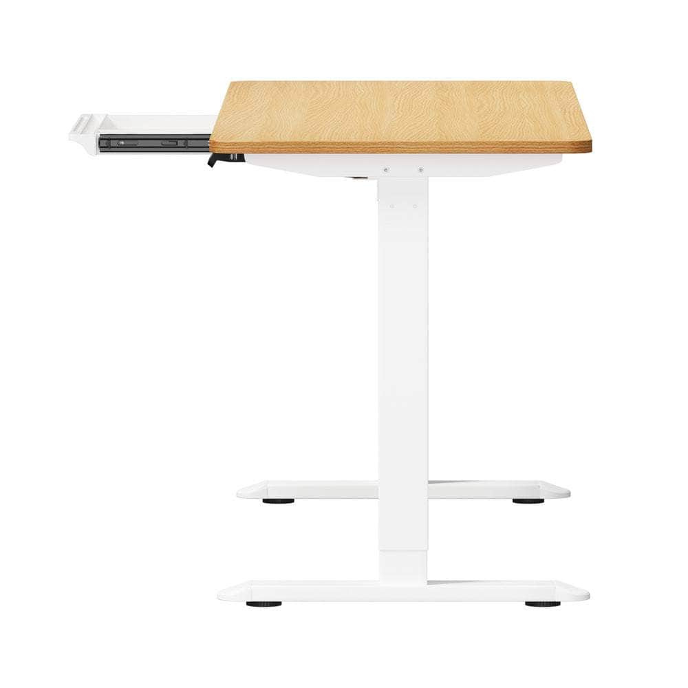 160cm Standing Desk With Drawer Motorized Adjustable White