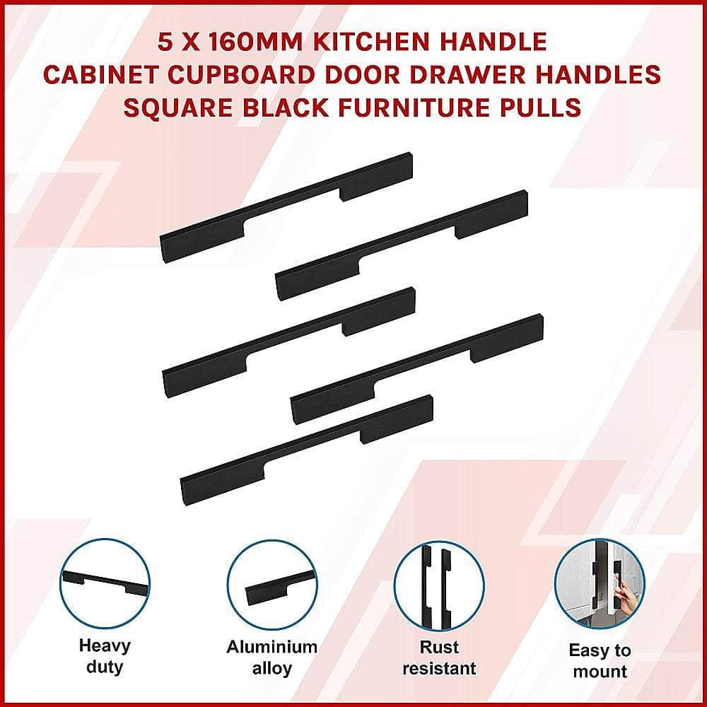 160Mm Black Kitchen Cabinet Handles