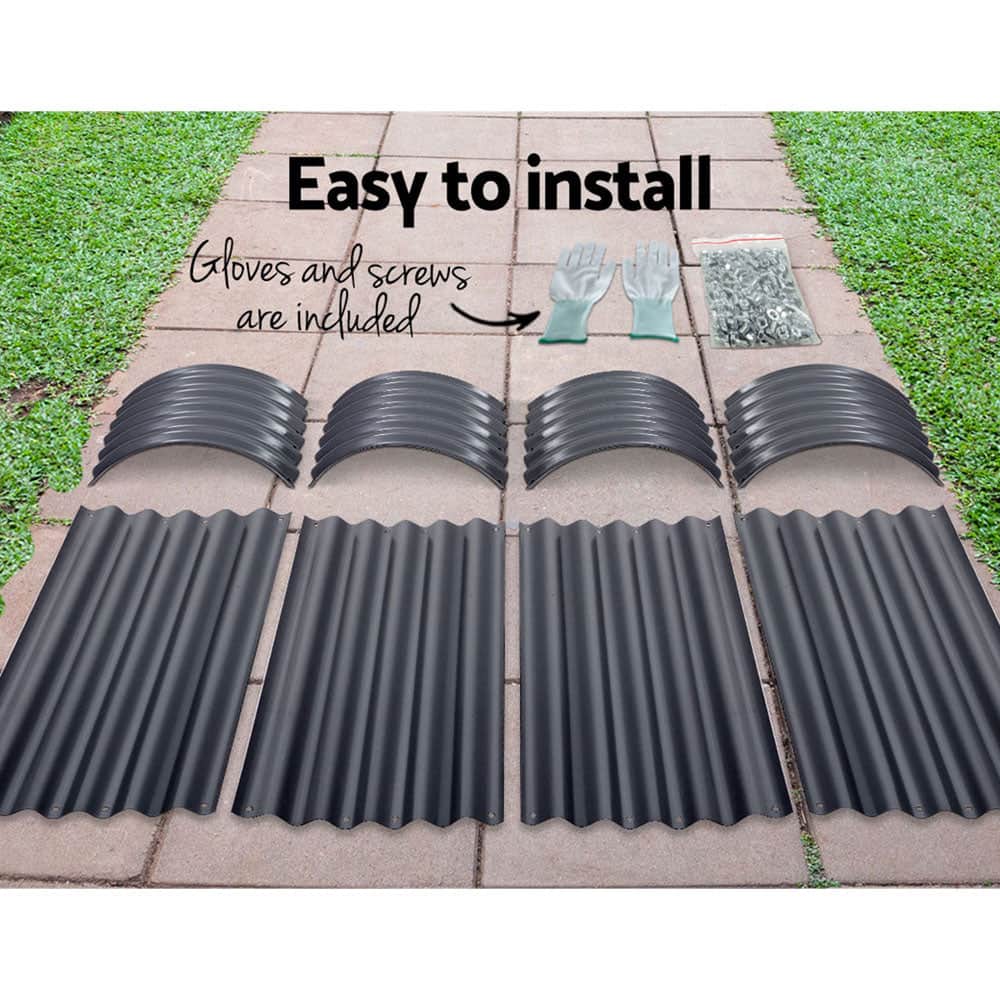 160x80x42cm Oval Raised Garden Bed - Galvanized Planter Box