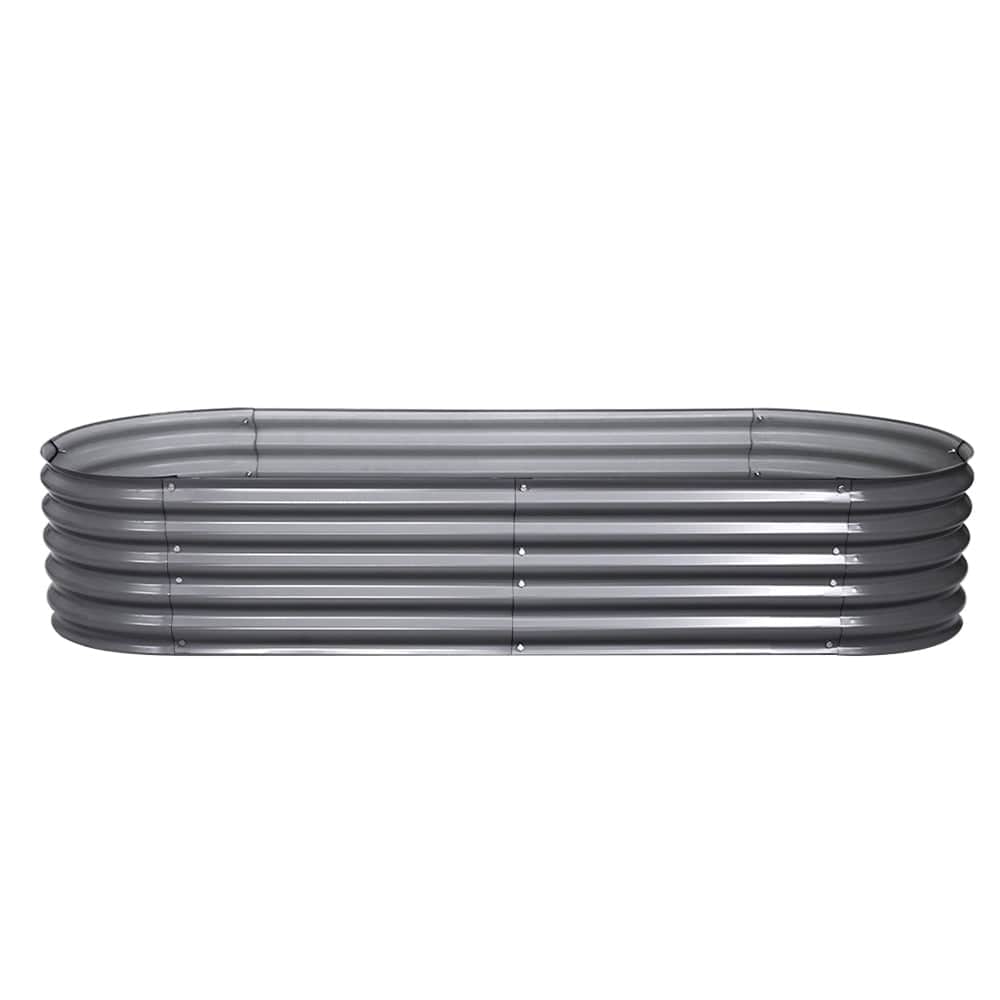 160x80x42cm Oval Raised Garden Bed - Galvanized Planter Box