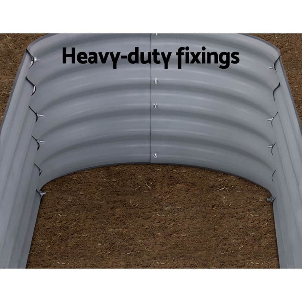 160x80x42cm Oval Raised Garden Bed - Galvanized Planter Box