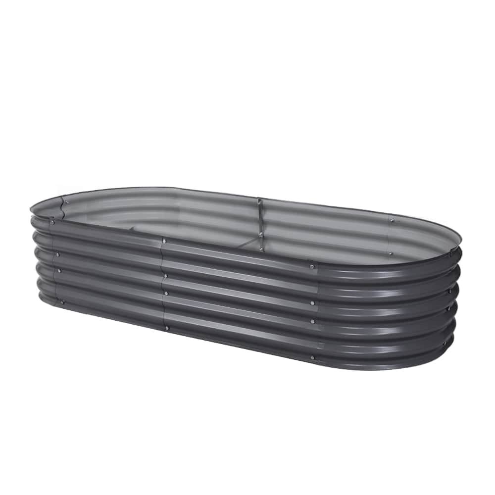 160x80x42cm Oval Raised Garden Bed - Galvanized Planter Box