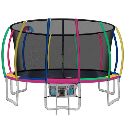 16FT Trampoline Round Trampolines With Basketball  Multi-colored