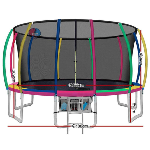 16Ft Trampoline For Kids W/ Ladder Enclosure Safety Net Rebounder Colors