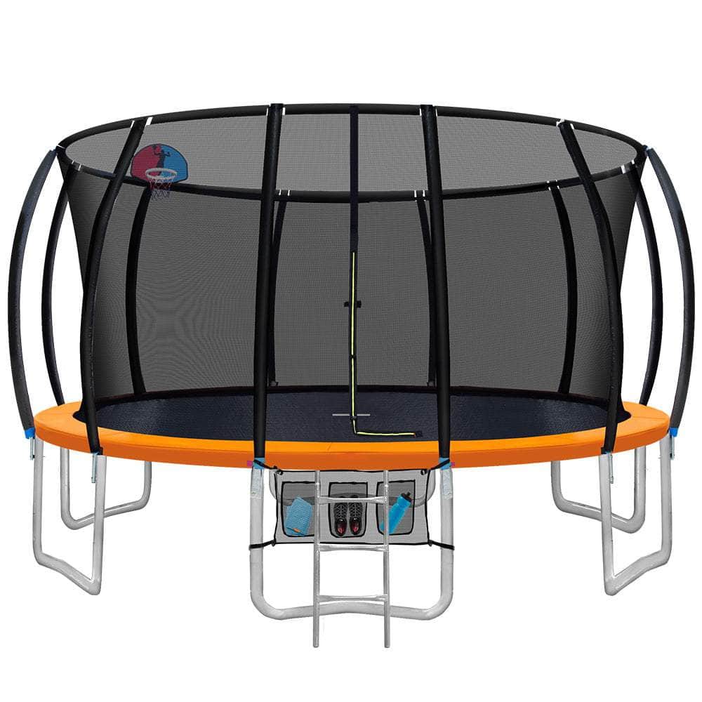 16FT Trampoline Round Trampolines With Basketball  Multi-coloured