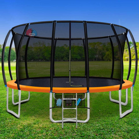 16FT Trampoline Round Trampolines With Basketball  Multi-coloured