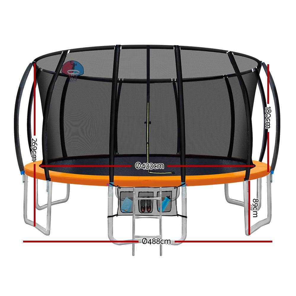 16FT Trampoline Round Trampolines With Basketball  Multi-coloured