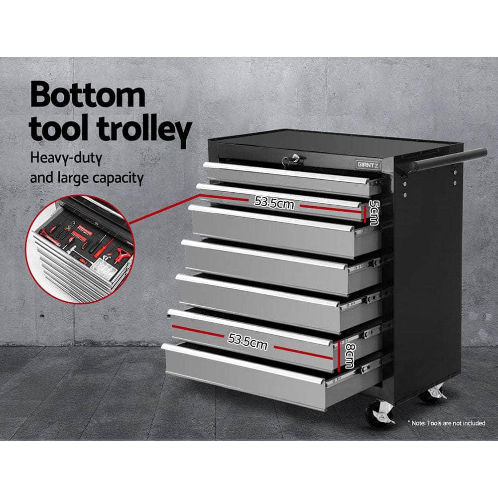 17 Drawers Tool Box Trolley Chest Cabinet Cart Garage Mechanic Toolbox Black and Grey