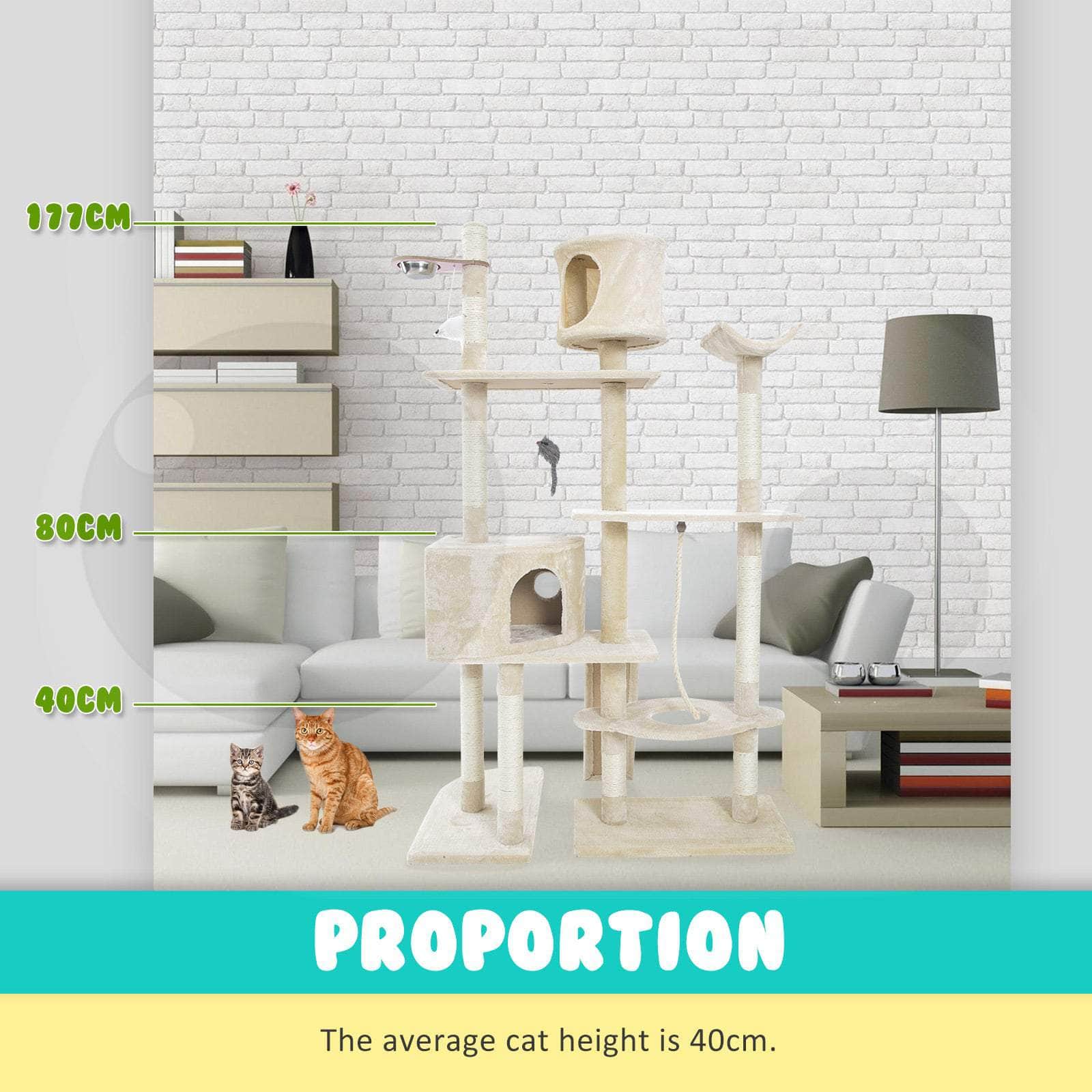170Cm Beige Cat Tree Danie Multi Level Scratcher