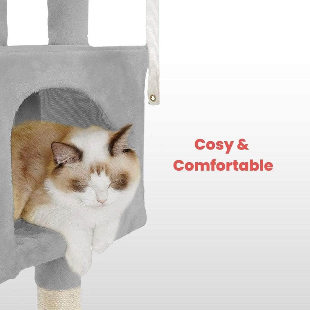 170Cm Plush Cat Condo Cat Tree Grey