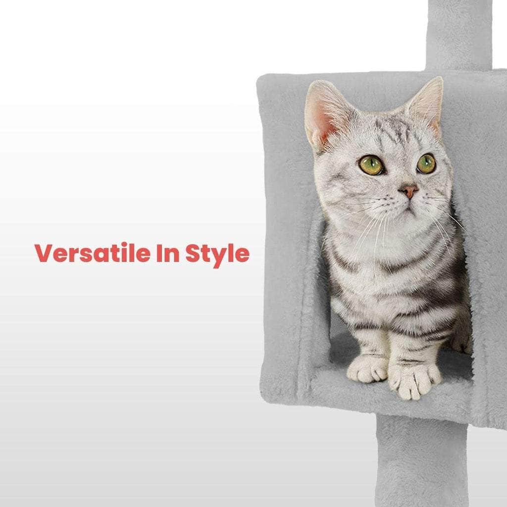 170Cm Plush Cat Condo Cat Tree Grey