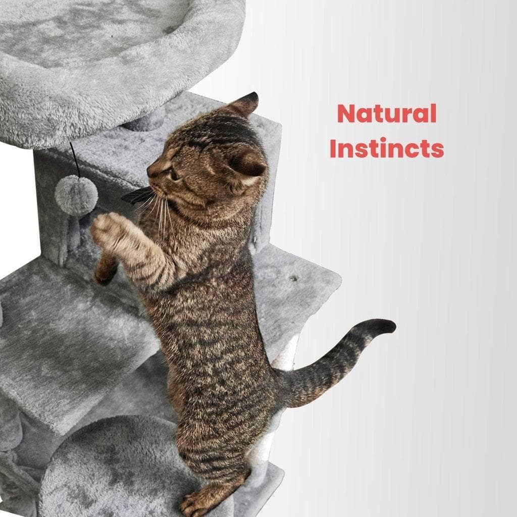 170Cm Plush Cat Condo Cat Tree Grey