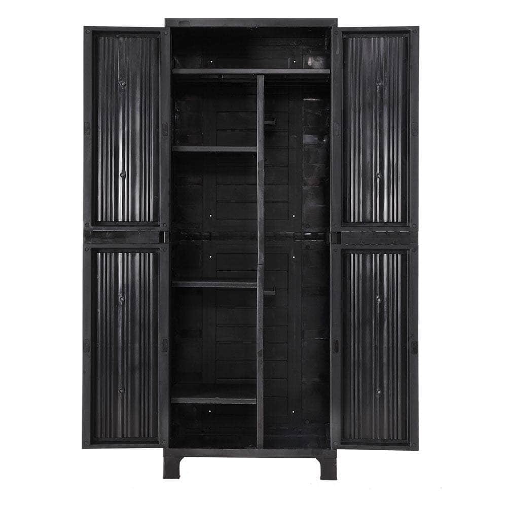 173Cm Outdoor Storage Cabinet Box Lockable Cupboard Sheds Garage Black