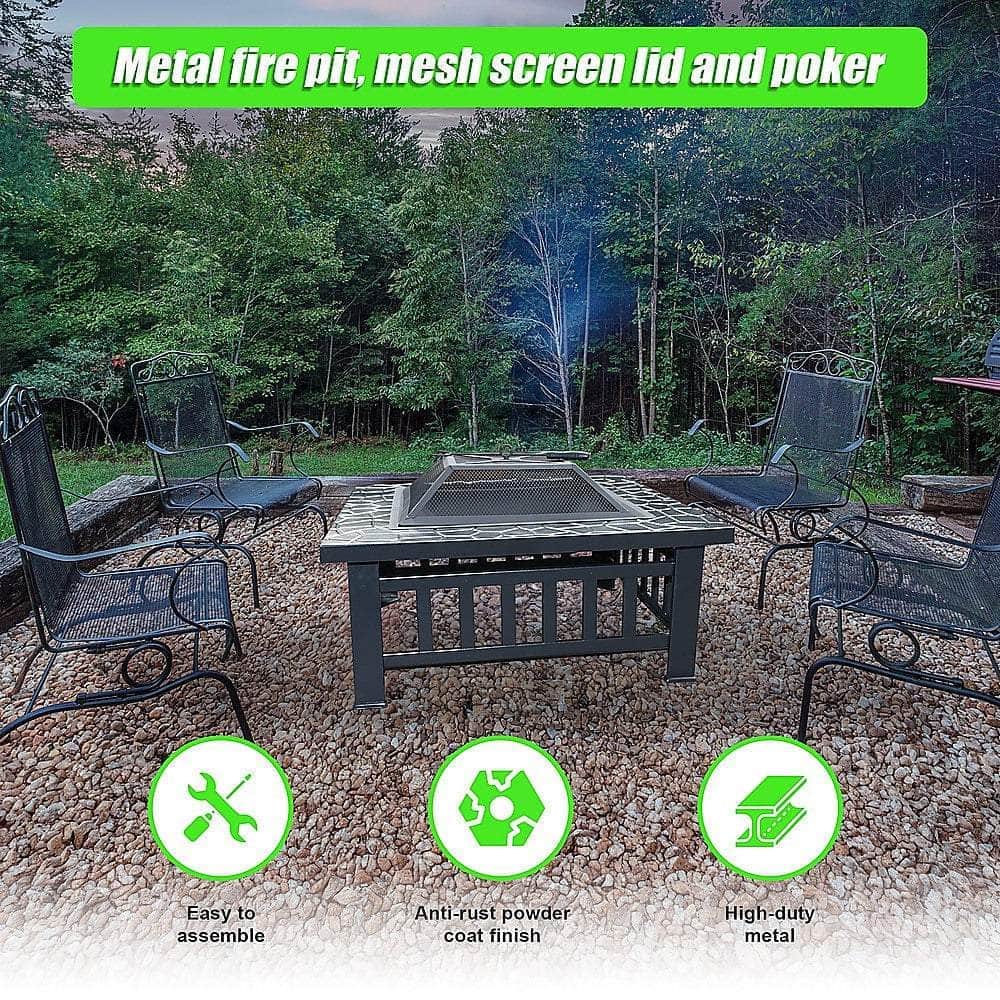 18" Square Metal Fire Pit Outdoor Heater