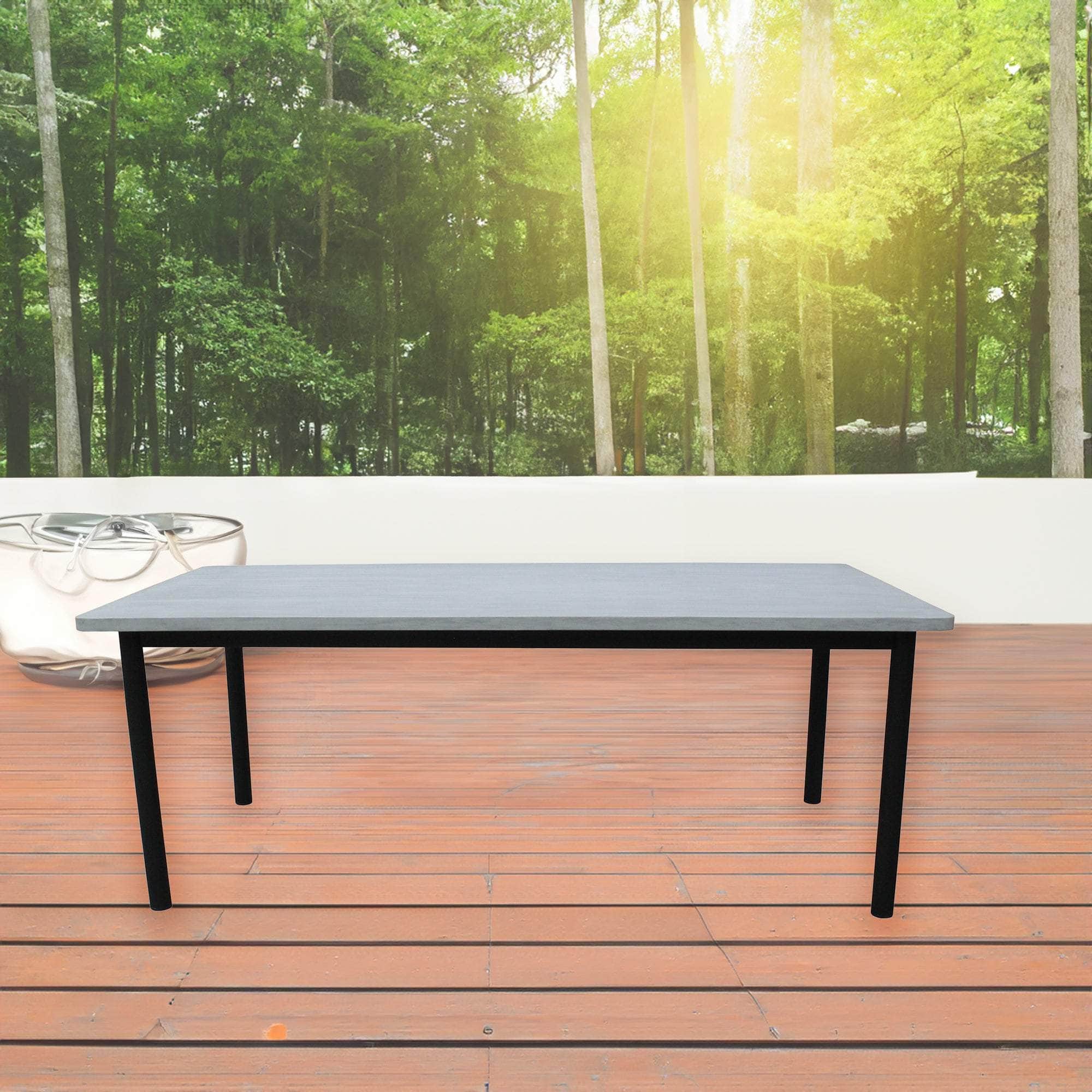 180Cm 6 Seater Outdoor Dining Table Glass Concrete Top