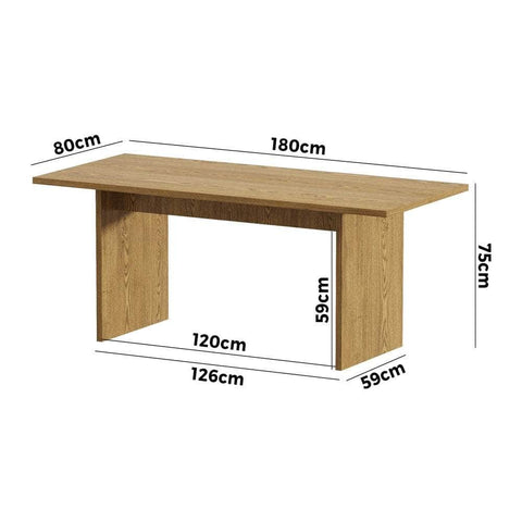 180cm Dining Table Rectangular Timber Natural/White
