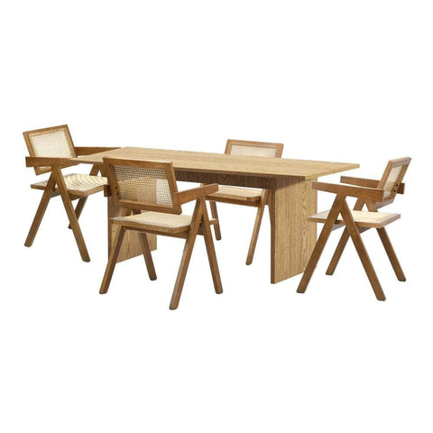 180cm Rectangular Dining Table with 4PCS Dining Chairs Wooden Walnut
