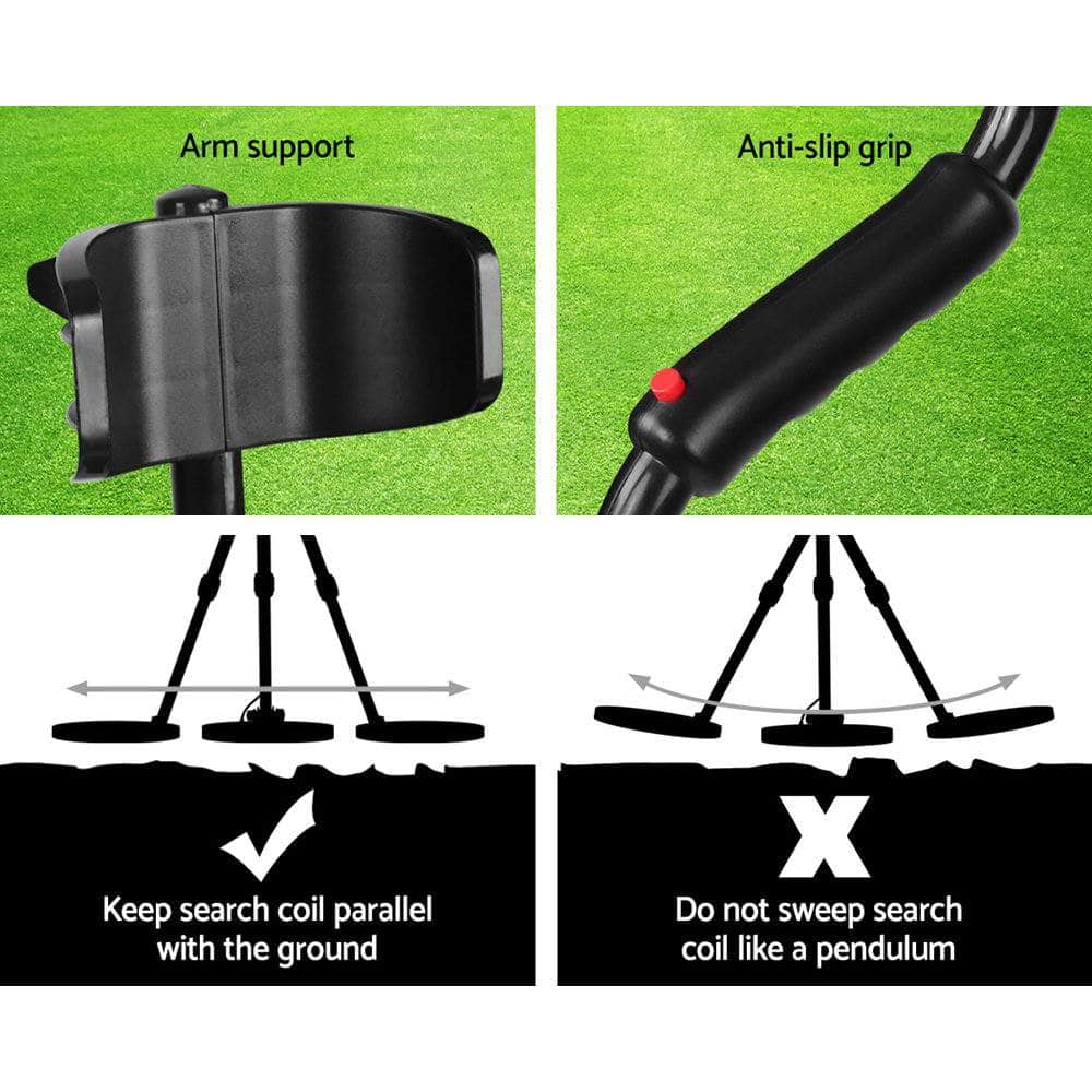 180Mm Deep Waterproof Treasure Hunter Metal Detector Black