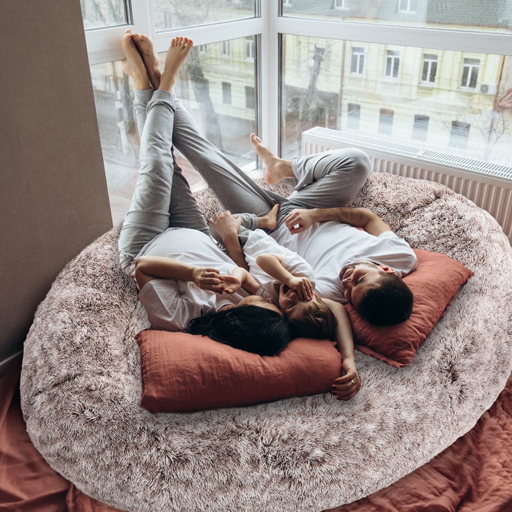1.8m Human Size Pet Bed Fluffy Brown, Brown colour