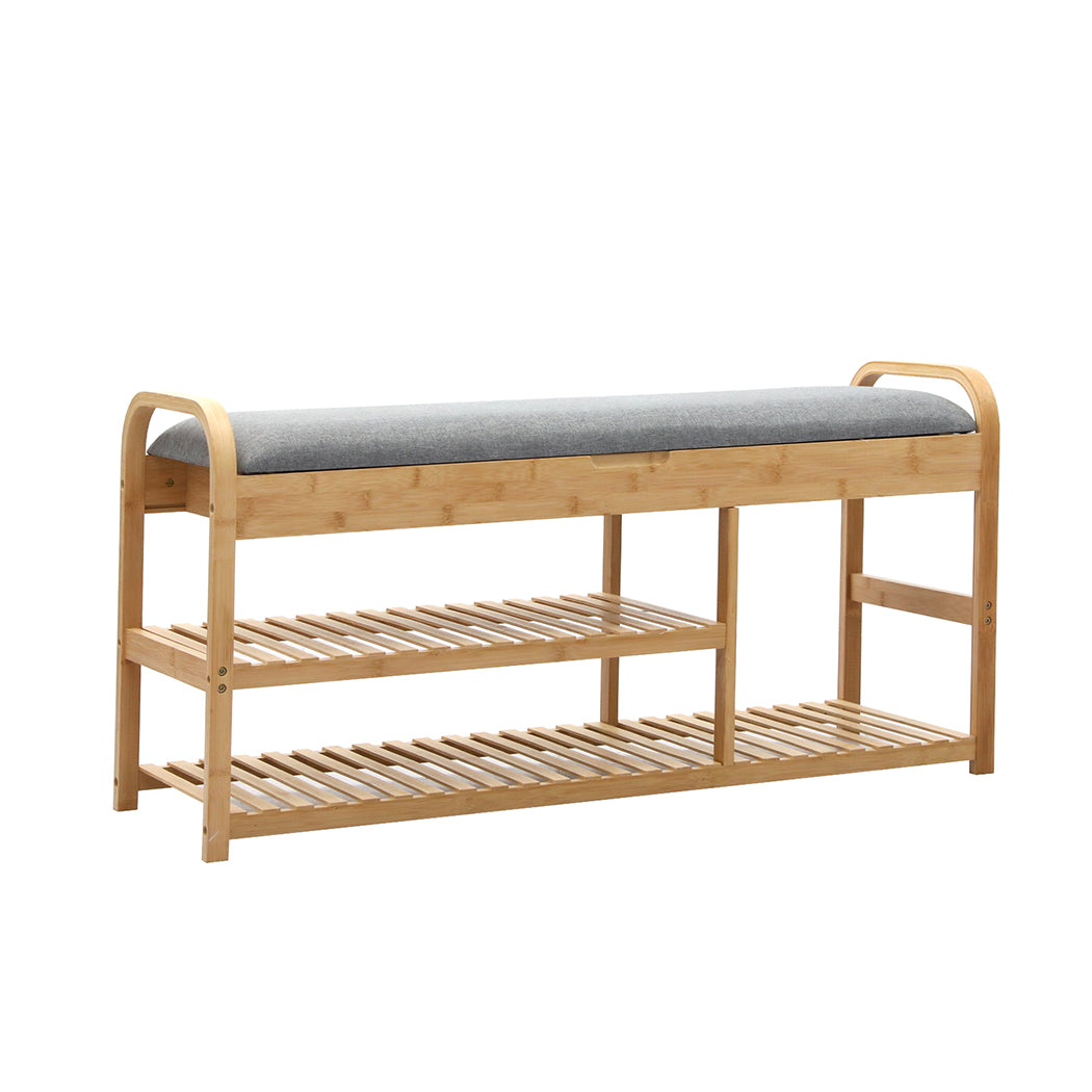 Bamboo Shoe Rack Bench Seat 82.5x30x6cm