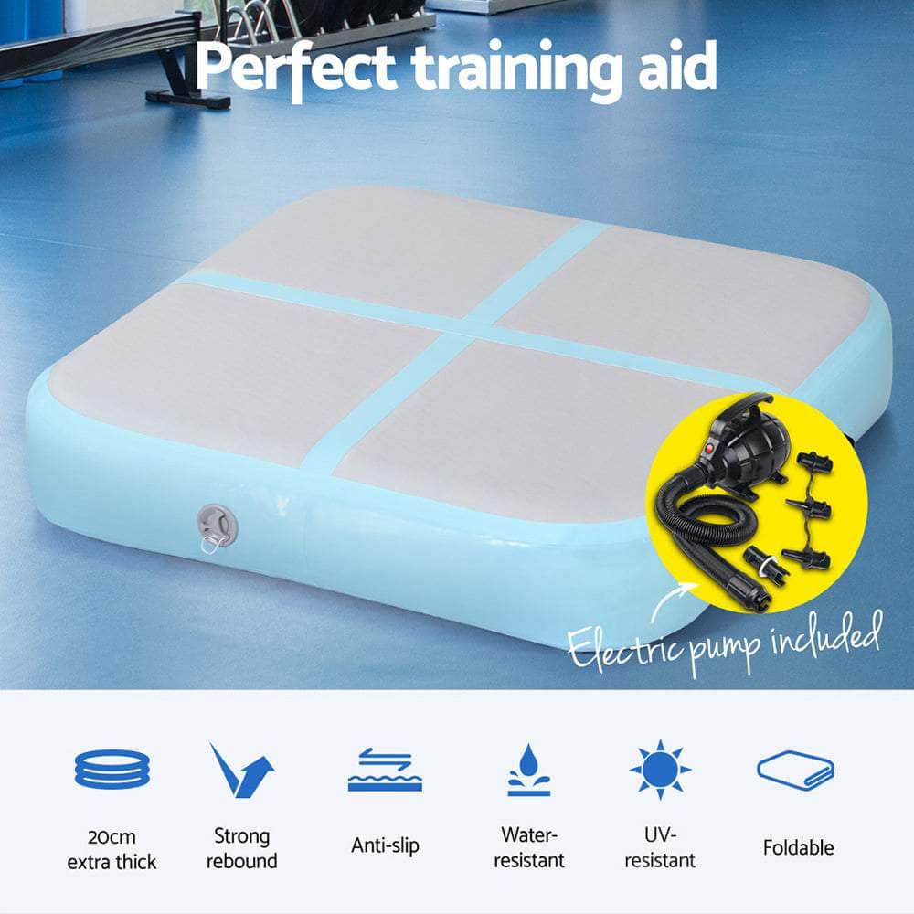 1m Air Track Mat Inflatable Gymnastics Tumbling Mat W/ Pump Colourful