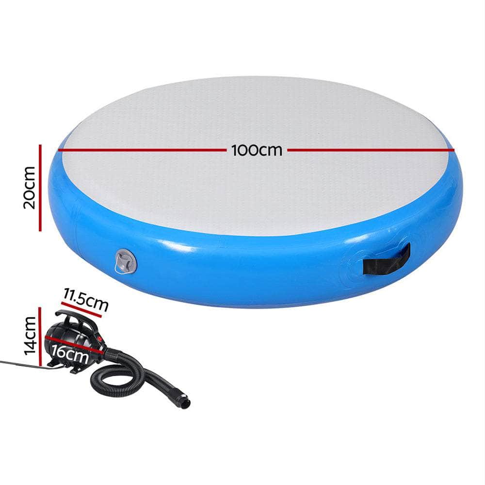 1m Air Track Spot Inflatable Gymnastics Tumbling Mat Round W/ Pump