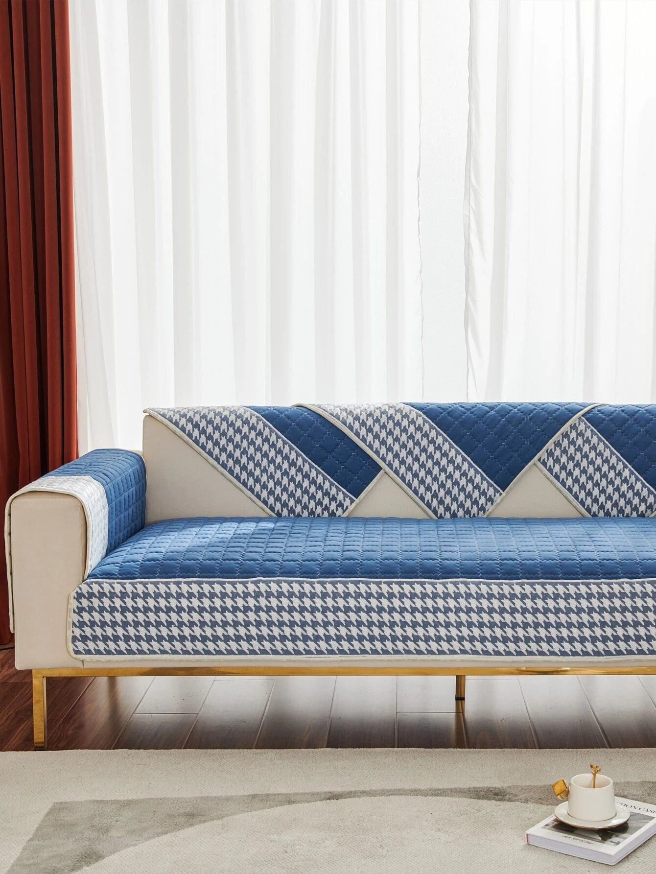 1pc Plain Stretchy Sofa Slipcover