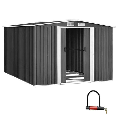 2.58X3.14M Garden Shed With Metal Base And Sliding Door