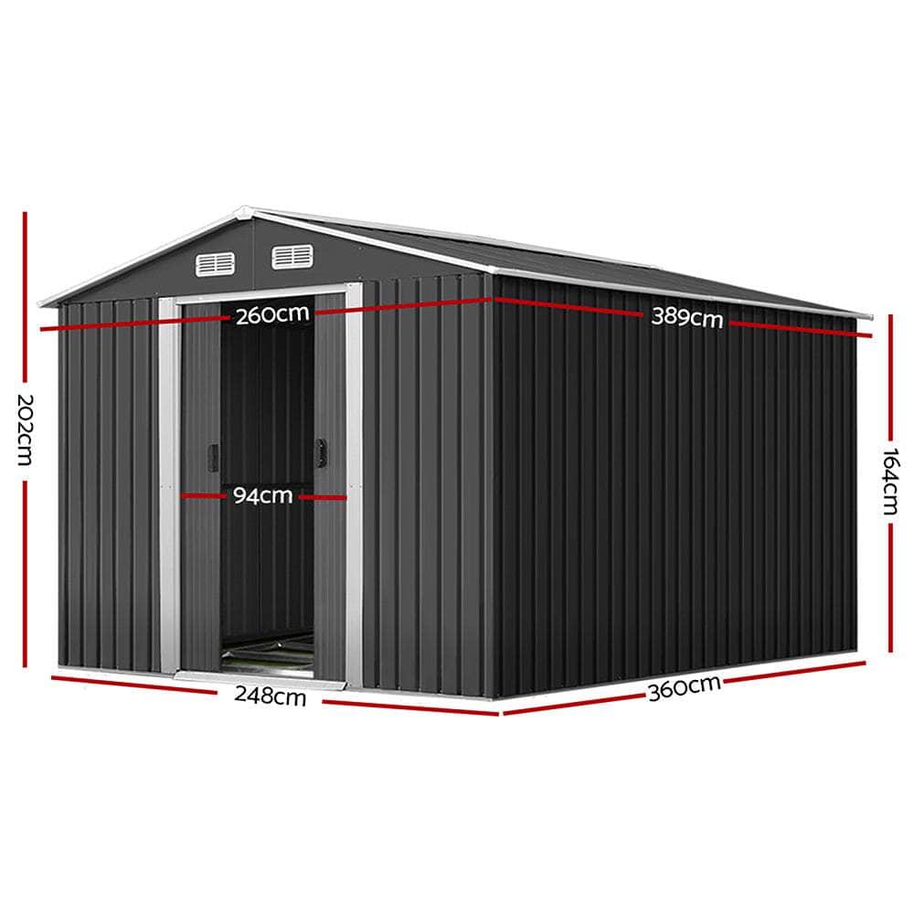 2.02 x 3.89m Metal Shed - Grey