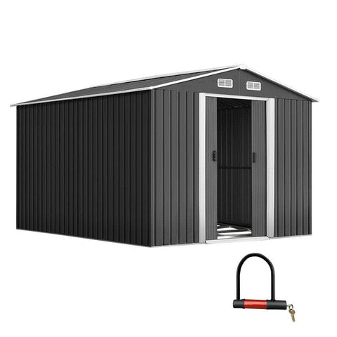 2.6X3.9M Garden Shed With Metal Base And Sliding Door