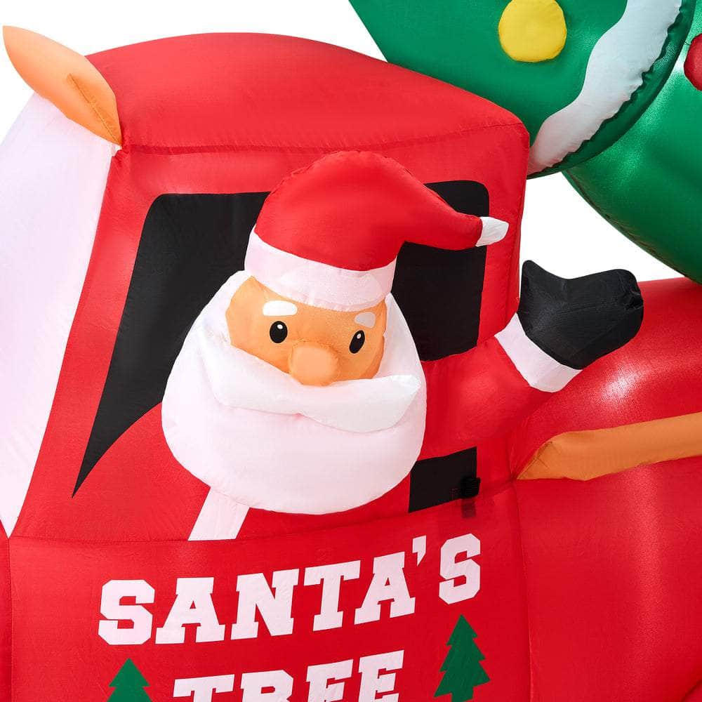 2.2M Christmas Inflatable Santa Truck with LED Lights Holiday Outdoor Decor