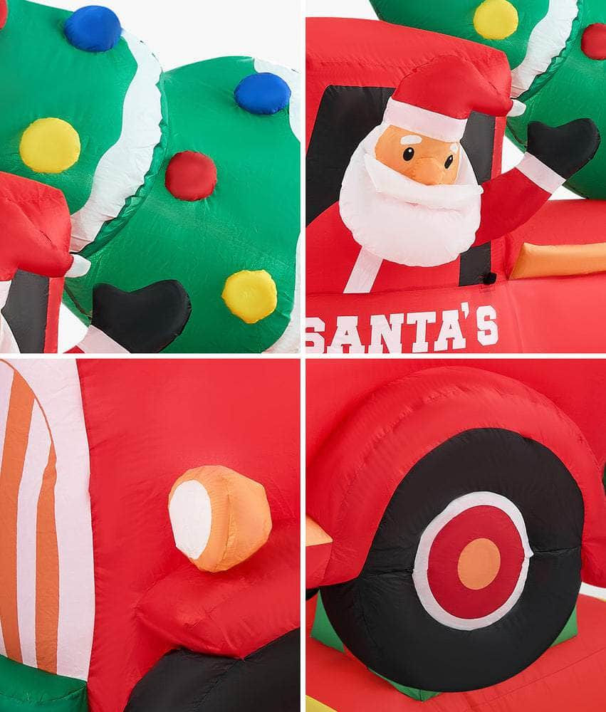 2.2M Christmas Inflatable Santa Truck with LED Lights Holiday Outdoor Decor