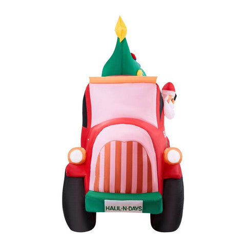2.2M Christmas Inflatable Santa Truck with LED Lights Holiday Outdoor Decor