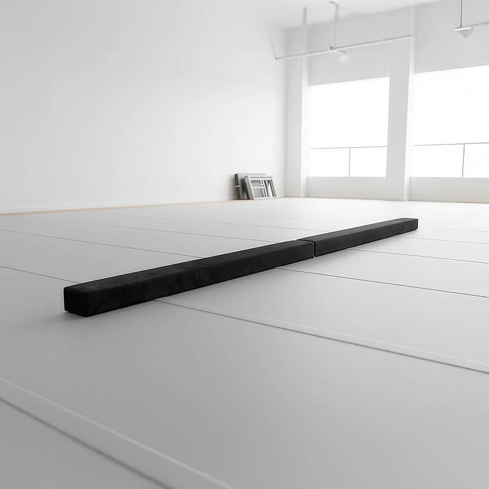 2.2m Gymnastics Folding Balance Beam Black Synthetic Suede