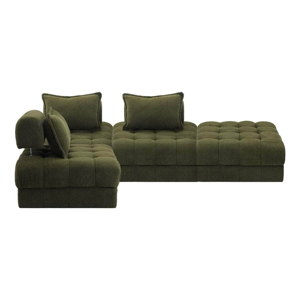 2/3/4/5/6 Seater Boucle Modular Sofa & Ottoman Set Green