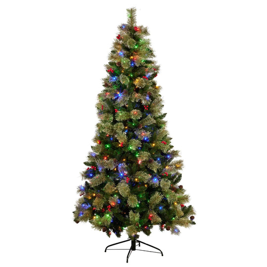 dsd - 2.3m Bristle Berry Multicolour Pre-Lit Christmas Tree with 1116 Tips
