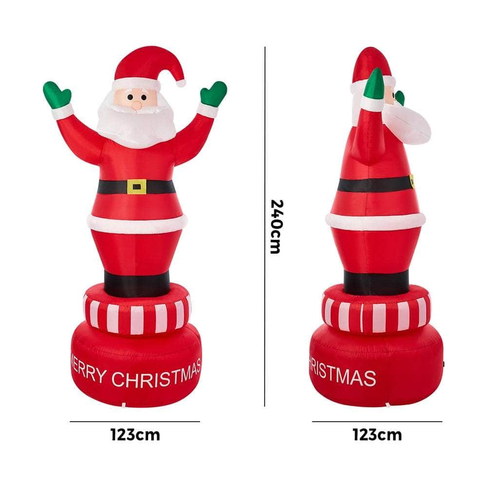 2.4M Christmas Inflatable Spinning Santa Claus with LED Light