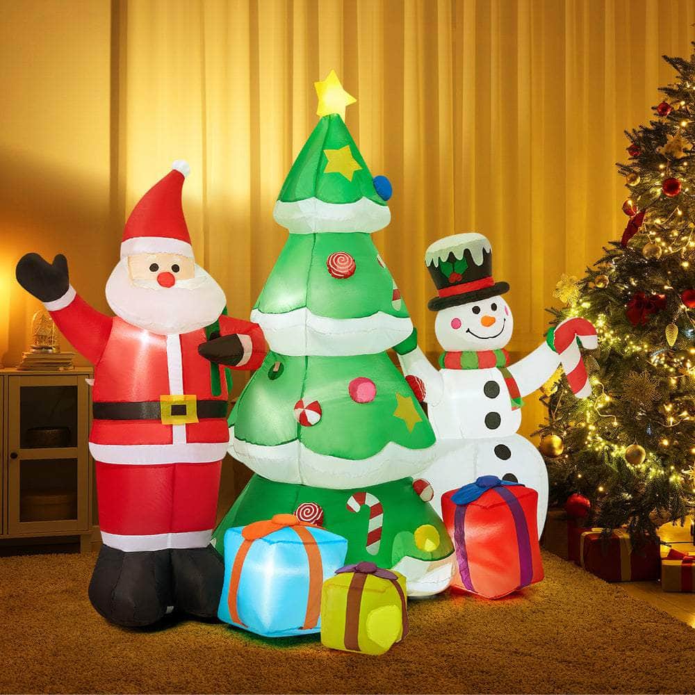 2.4M Set of 3 Christmas Inflatables with LED Lights Holiday Outdoor Decor