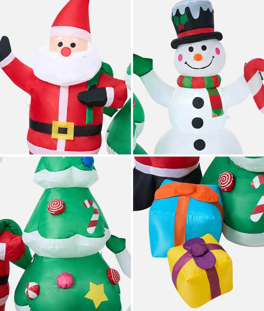 2.4M Set of 3 Christmas Inflatables with LED Lights Holiday Outdoor Decor