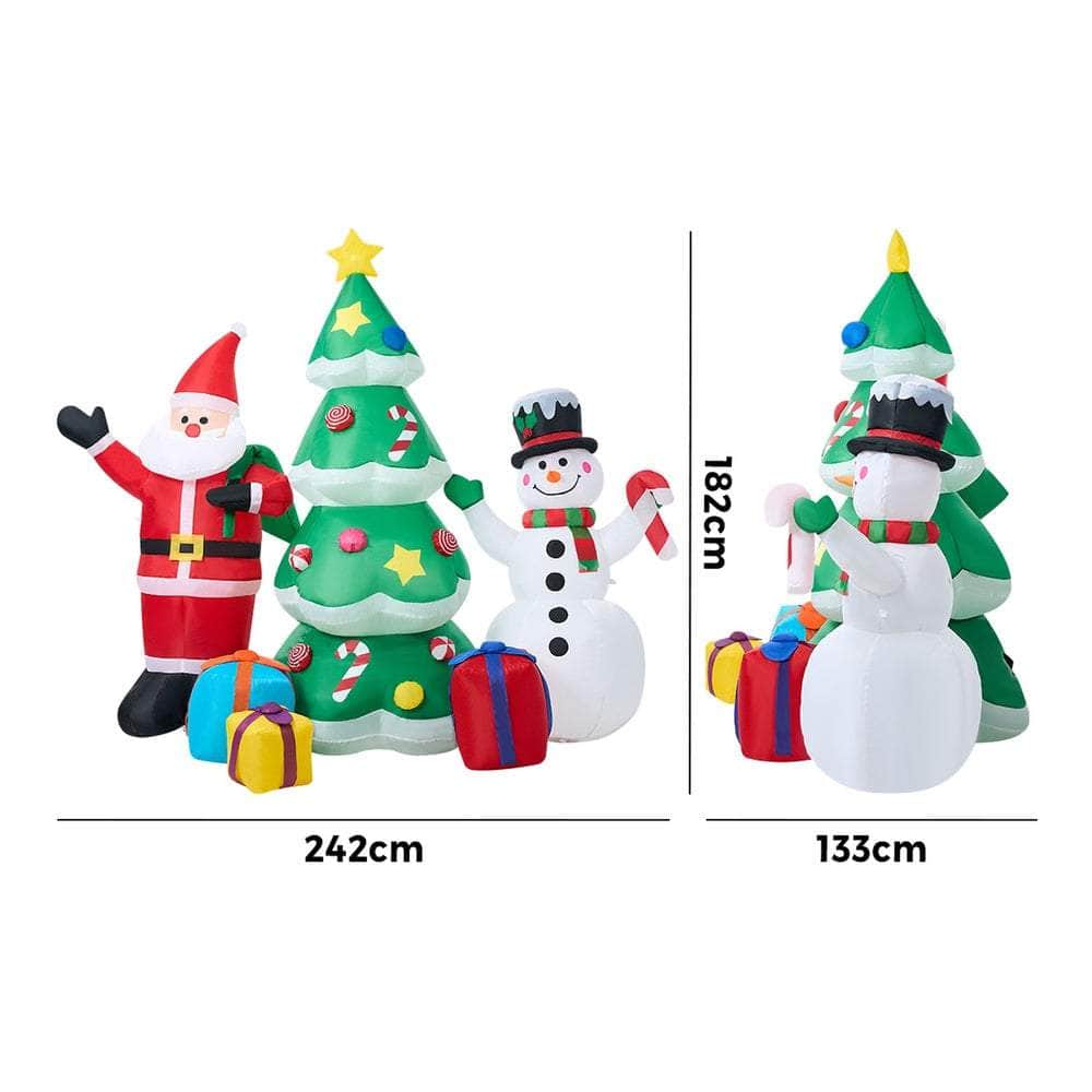 2.4M Set of 3 Christmas Inflatables with LED Lights Holiday Outdoor Decor