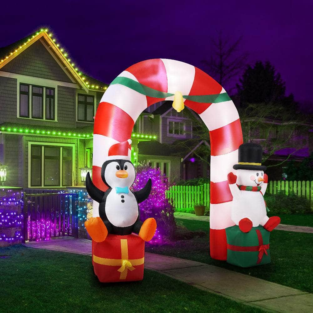 2.6M Christmas Inflatable Archway with LED Lights Holiday Outdoor Decor
