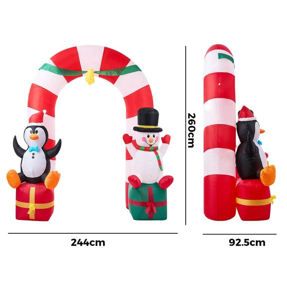 2.6M Christmas Inflatable Archway with LED Lights Holiday Outdoor Decor