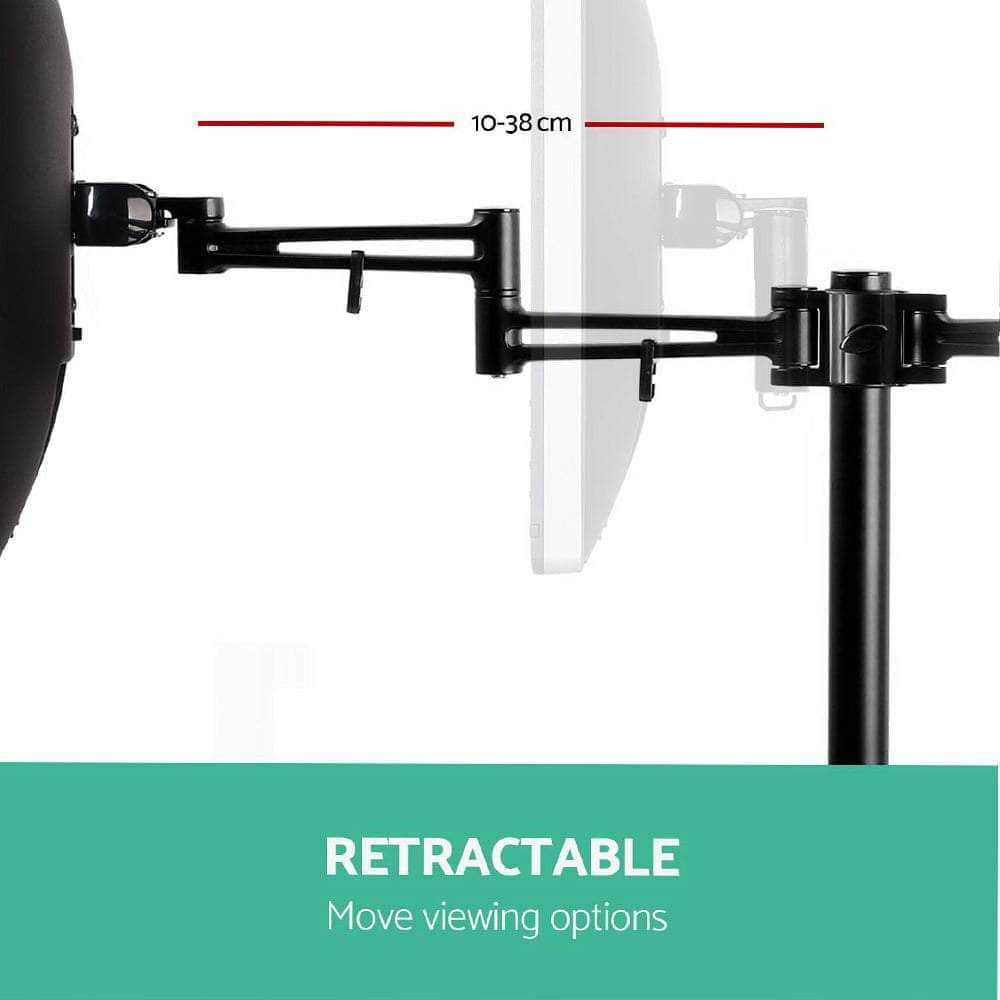 2 Arms Adjustable Monitor Screen Holder - Black