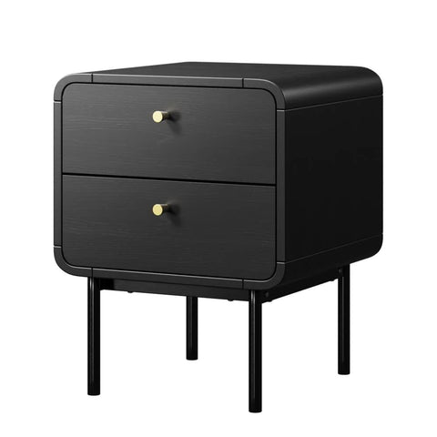 2-Drawer Bedside Table Bedroom Nightstand Metal Black