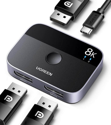 2-in-1 DisplayPort Switch 8K DP 1.4 Bidirectional Display Port Splitter