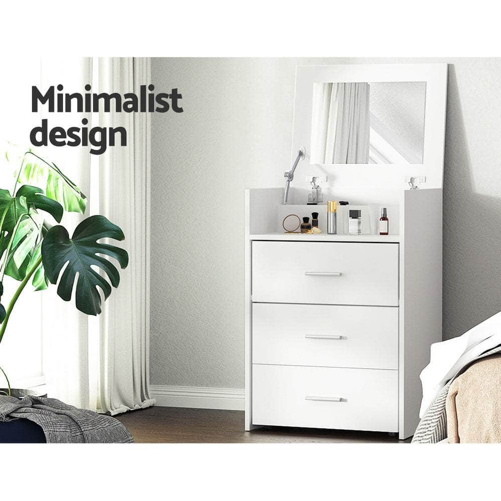 2-In-1 Dressing Table Stool Set Bedside Table White