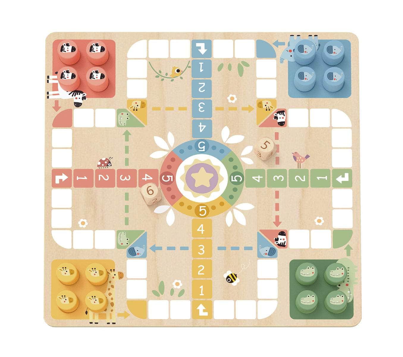 2 In 1 Wooden Board Game - Ludo, Snakes And Ladders
