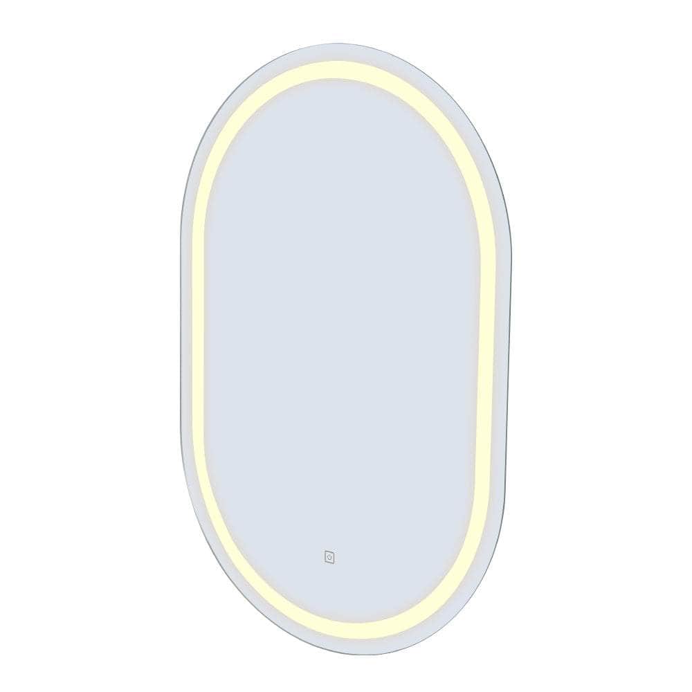 2 LED Wall Mirror With Light 50X75CM Bathroom Decor Oval Mirrors Vanity