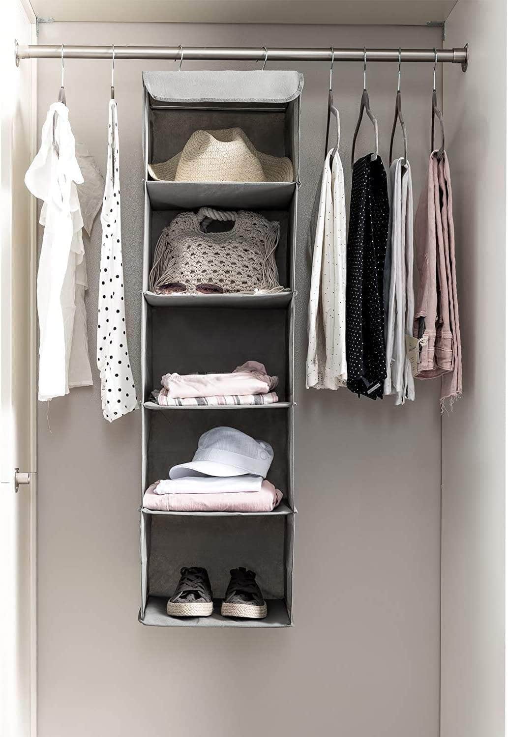 2 Pack 5 Foldable Shelf Hanging Closet Organizer Space Saver
