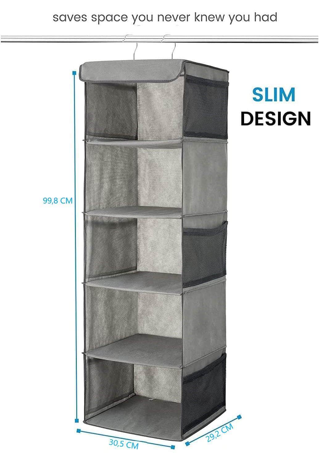 2 Pack 5 Foldable Shelf Hanging Closet Organizer Space Saver